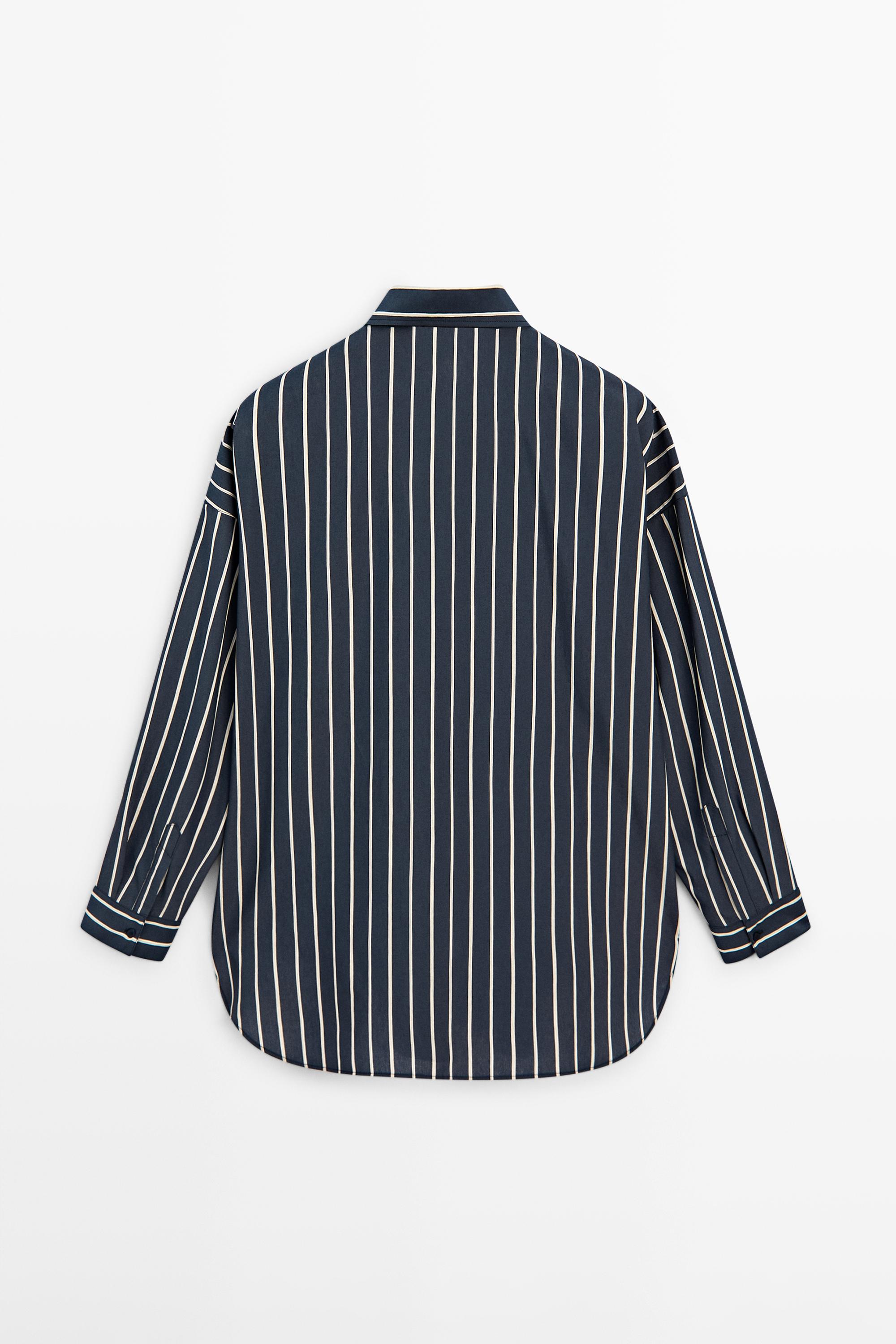 Striped flowing shirt with pocket detail